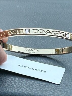 Genuine Coach Gold-Tone Logo Bangle Bracelet